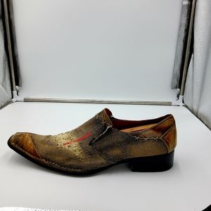 Robert Wayne "Implode" Tan Denim Leather Loafers